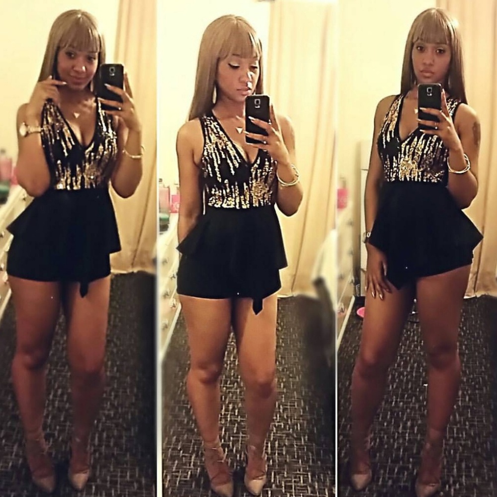 Black and gold romper
